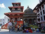 Kathmandu Durbar Square 03 04 Garuda Statue In Front of Trailokya Mohan Narayan Temple, Bimaleshwor Temple